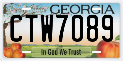 GA license plate CTW7089