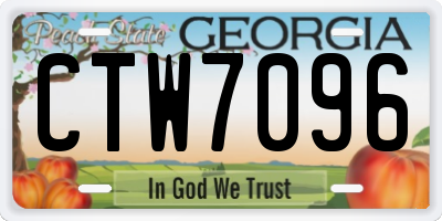 GA license plate CTW7096
