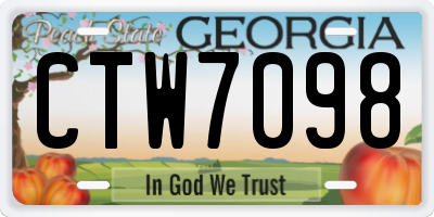 GA license plate CTW7098