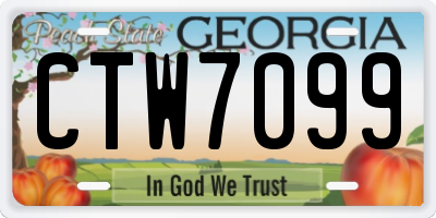 GA license plate CTW7099
