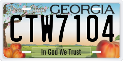 GA license plate CTW7104