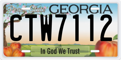 GA license plate CTW7112