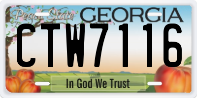 GA license plate CTW7116