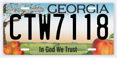 GA license plate CTW7118