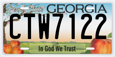 GA license plate CTW7122