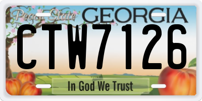 GA license plate CTW7126