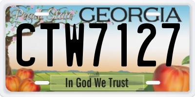 GA license plate CTW7127