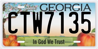 GA license plate CTW7135