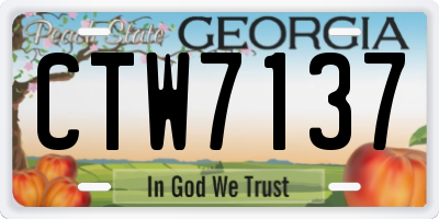 GA license plate CTW7137