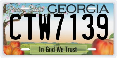 GA license plate CTW7139