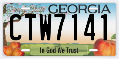 GA license plate CTW7141