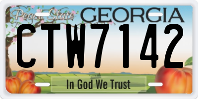 GA license plate CTW7142