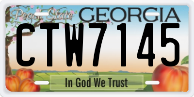 GA license plate CTW7145