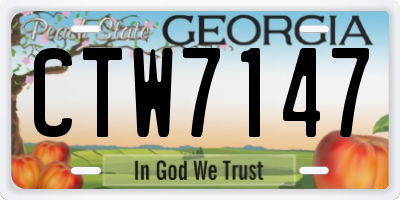 GA license plate CTW7147