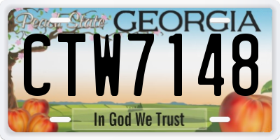 GA license plate CTW7148