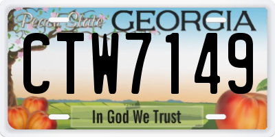 GA license plate CTW7149