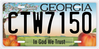 GA license plate CTW7150