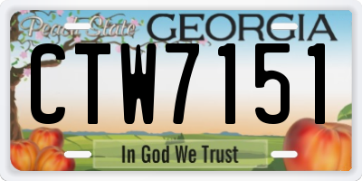 GA license plate CTW7151