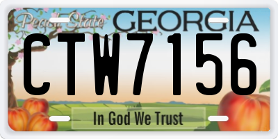 GA license plate CTW7156