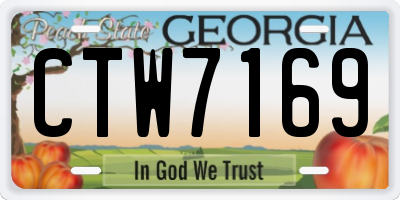 GA license plate CTW7169