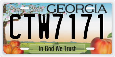 GA license plate CTW7171