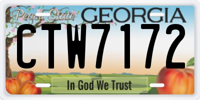GA license plate CTW7172