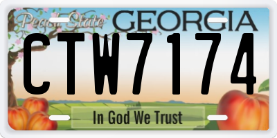 GA license plate CTW7174