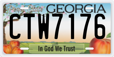 GA license plate CTW7176