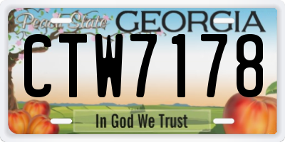 GA license plate CTW7178