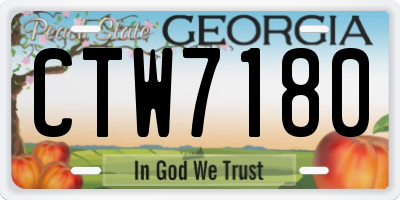 GA license plate CTW7180
