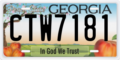 GA license plate CTW7181