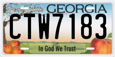 GA license plate CTW7183