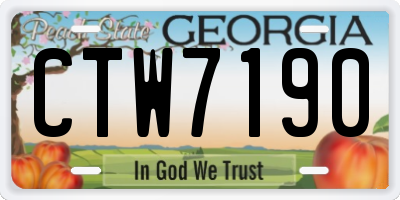 GA license plate CTW7190