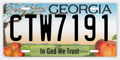 GA license plate CTW7191