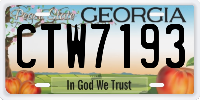 GA license plate CTW7193