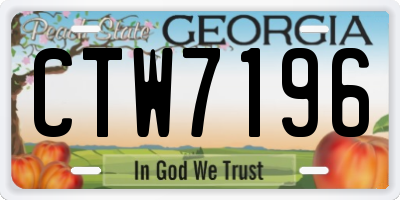 GA license plate CTW7196