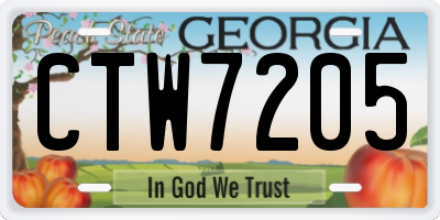 GA license plate CTW7205