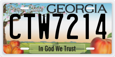 GA license plate CTW7214