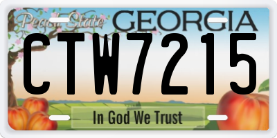 GA license plate CTW7215