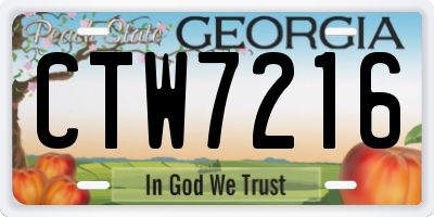 GA license plate CTW7216