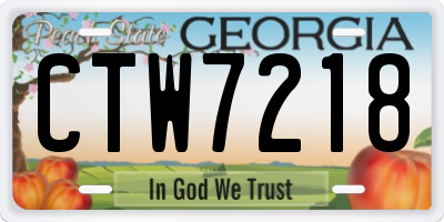 GA license plate CTW7218
