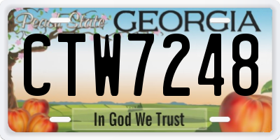 GA license plate CTW7248