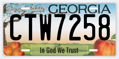GA license plate CTW7258