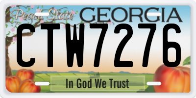 GA license plate CTW7276