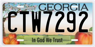 GA license plate CTW7292