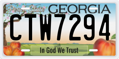 GA license plate CTW7294
