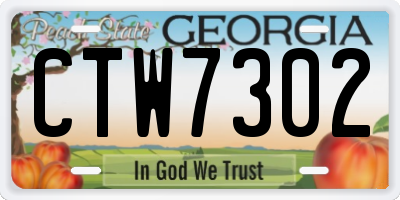 GA license plate CTW7302