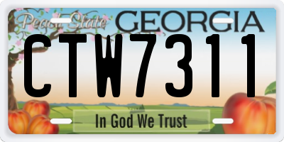 GA license plate CTW7311