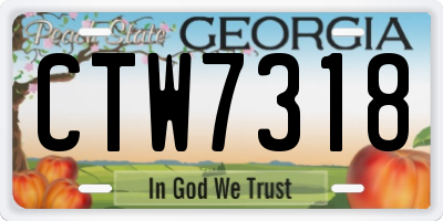 GA license plate CTW7318