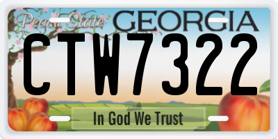 GA license plate CTW7322